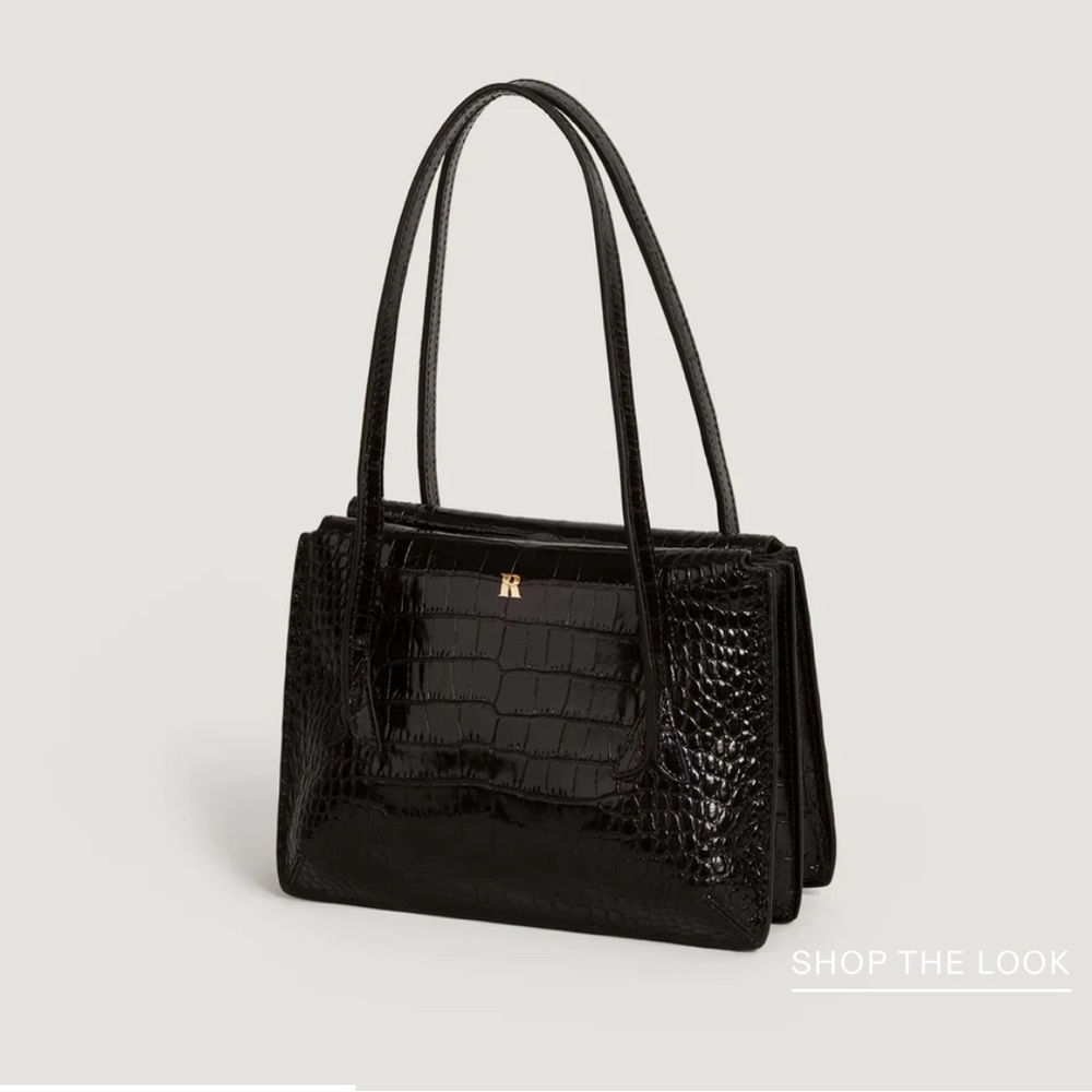 Rouje J Bag in Black with Crocodile-effect